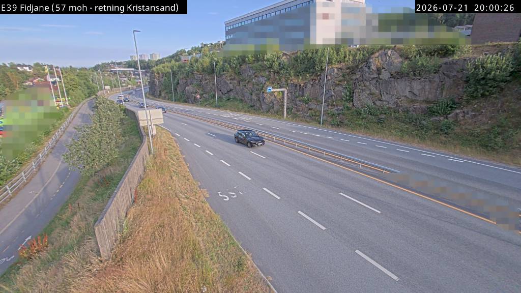 Webkamerabilde fra Fidjane, retning Kristiansand