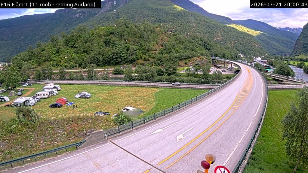 Webkamerabilde fra Flåm, retning Aurland
