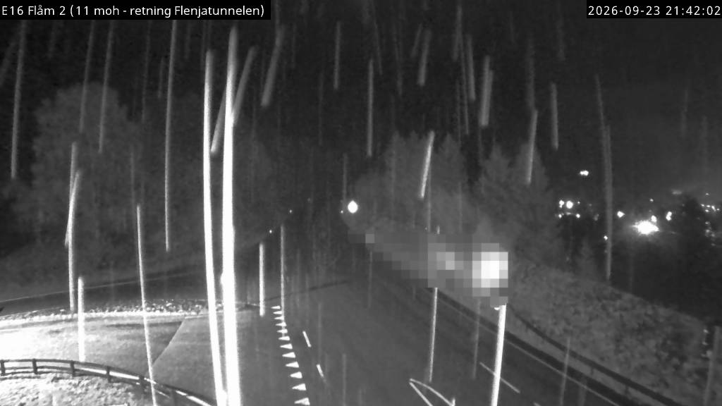 Webkamerabilde fra Flåm, retning Flenjatunnelen