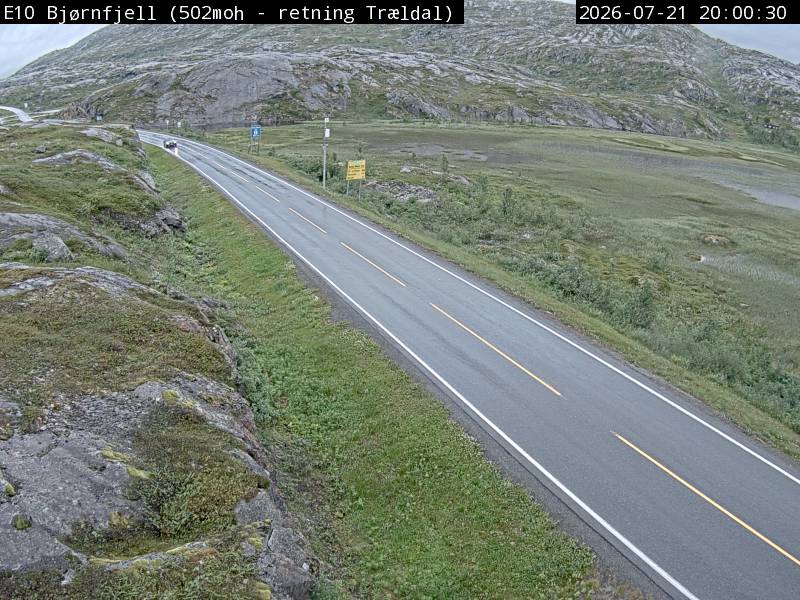 Webkamerabilde fra Bjørnfjell, retning Trældal