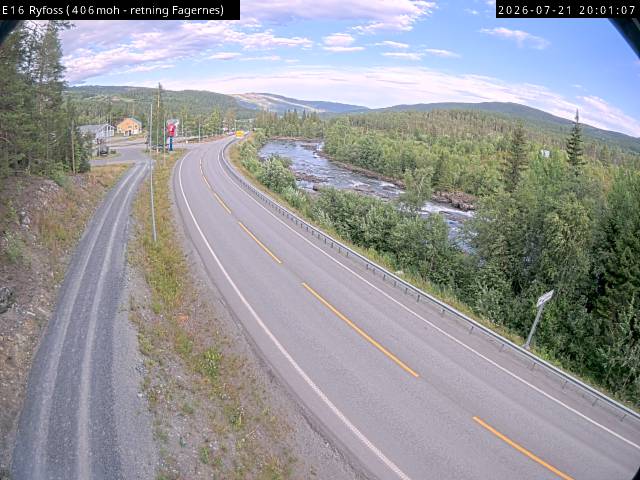 Webkamerabilde fra Ryfoss, retning Fagernes