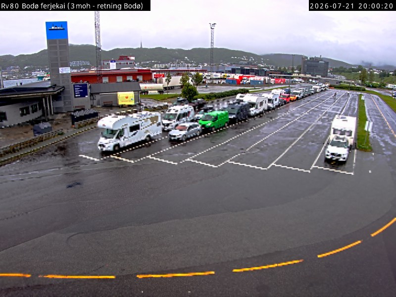 Webkamerabilde fra Bodø ferjekai, retning Bodø