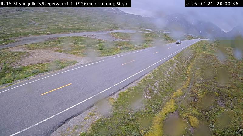 Webkamerabilde fra Strynefjellet Lægervatnet, retning Stryn