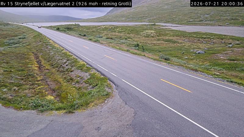 Webkamerabilde fra Strynefjellet Lægervatnet, retning Grotli